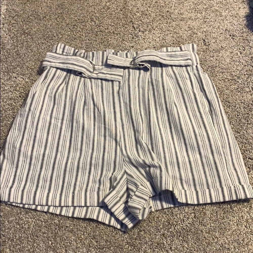 stripped paper bag shorts